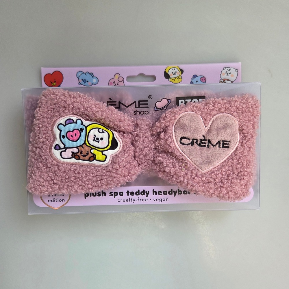 The Creme Shop BT21 Plush Spa Teddy Headband Pink Limited Edition New
